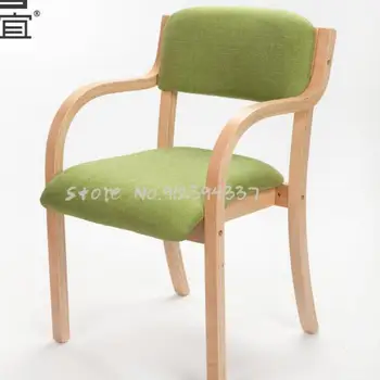 Современный простой обеденный стул из массива дерева домашний скандинавский рабочий стул ресторанный подлокотник спинка стула компьютерный стол стул