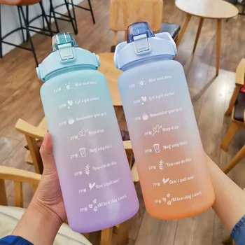 Соломенный маркер New С бутылкой Outdoor Men Bottlesc Fitness Time Water Вода Холодная С 2-литровой бутылкой для напитков Женская Спортивная вода