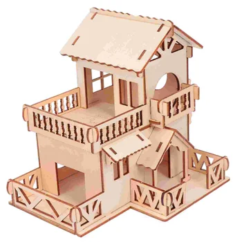 Спортивные игрушки Вилла с хомяком, деревянный дом, убежище, хижина, мышь, деревянная игровая площадка для маленьких домашних животных