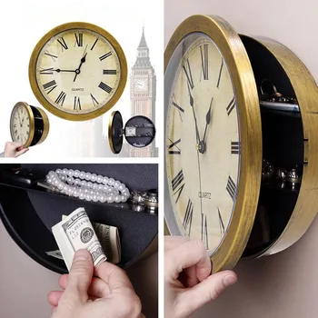 Старинные настенные часы Сейф Секретный ящик для хранения Настенные часы Сейф Деньги Ювелирные изделия Коробка для хранения ценностей Украшение дома