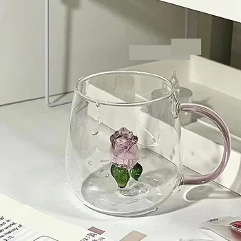 Стеклянная посуда для шампанского Внутри С Бокалом из розового стекла, Винная Кружка, Креативный подарок, Роза, 1 Флейта, Новая чашка на заказ, Прекрасный стакан