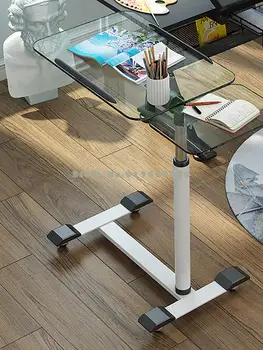 Стеклянный ноутбук с подвижным подъемным прикроватным компьютерным столиком простой письменный стол диван складной домашний боковой маленький столик