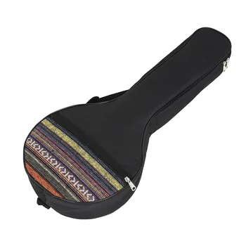 Сумка в этническом стиле для 4-струнного банджо Гавайской гитары, хлопковая сумка для переноски, чехол с регулируемым ремешком, аксессуары для музыкальных инструментов, черный