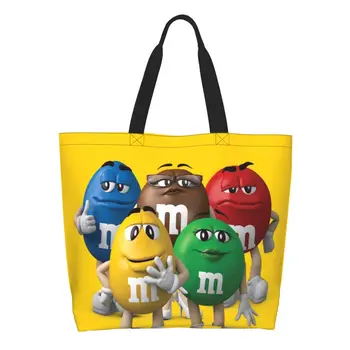Сумка для покупок с милым принтом M & M's Chocolate Candy Meme Tote, Моющаяся холщовая сумка для покупок через плечо