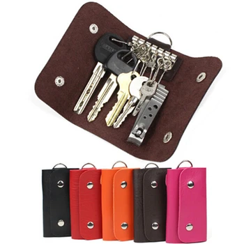 Сумка-ключница Простая сумка Кошелек Автомобильный переносной 1 держатель Унисекс Кожаный чехол для хранения ключей, цветной брелок для ключей