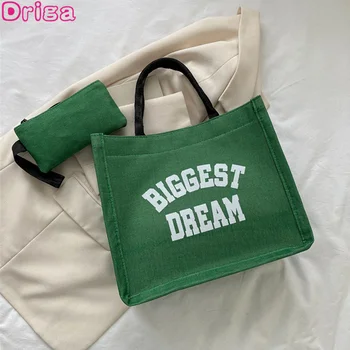 Сумки-тоут для женщин 2023, Новая повседневная холщовая сумка с надписью, винтажные сумки большой емкости, кошелек и сумка роскошного бренда