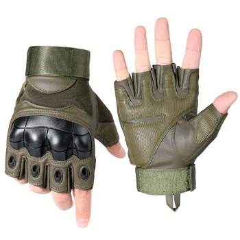Тактические мужские перчатки для активного отдыха без пальцев, походные военные перчатки для велоспорта из искусственной кожи, перчатки для скалолазания, стрельбы, охоты