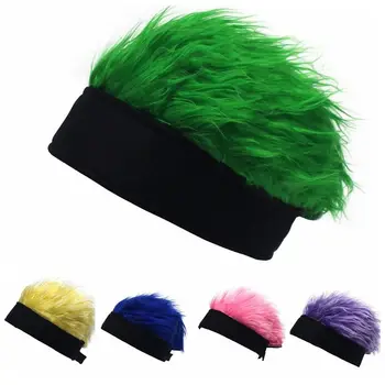 Тюбетейка из искусственных волос в стиле ретро, спортивная Пушистая хип-хоп шапочка, парик, разноцветная забавная шапочка без полей, короткие шапочки для волос, уличный косплей