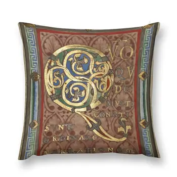 Украшенная страница Incipit - Начало Евангелия от Луки (1120 - 1140 гг. н.э.) Накладная подушка Чехол для подушек на заказ