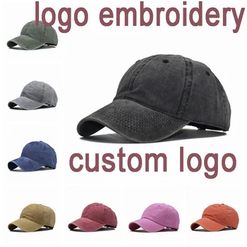 Уличная хлопковая бейсболка с логотипом на заказ, спортивные шапки с вышивкой, мужская выстиранная джинсовая кепка дальнобойщика, винтажная повседневная шляпа
