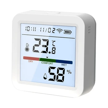 Умный датчик температуры и влажности Wi-Fi, термометр-гигрометр Tuya для помещений с заменой подсветки ЖК-дисплея