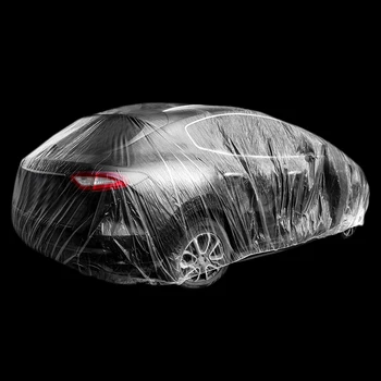 Универсальный чехол для автомобиля внедорожника от дождя и пыли Гаражный прозрачный Одноразовый Водонепроницаемый пылезащитный XL Прозрачный пластик