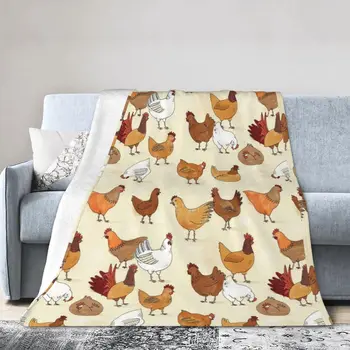 Уютное фланелевое одеяло с принтом выводка цыплят, мягкое флисовое одеяло для тепла и комфорта