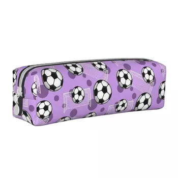 Фиолетовые пеналы для футбольных мячей, держатель для ручек со спортивным рисунком, сумка для студентов, школьные принадлежности большой емкости, Подарочные пеналы для карандашей