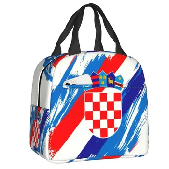 Флаг Хорватии, изолированные сумки для ланча для женщин, герметичная Хорватская патриотическая гордая сумка для горячих и холодных ланчей для детей, школьников