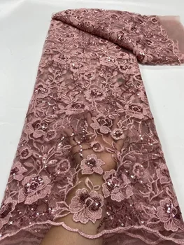 Французская кружевная ткань 2022, высококачественный Новый материал для шитья из сетки с блестками, вечерние Свадебные платья, Нигерийская сетка, тюль с Африканской вышивкой