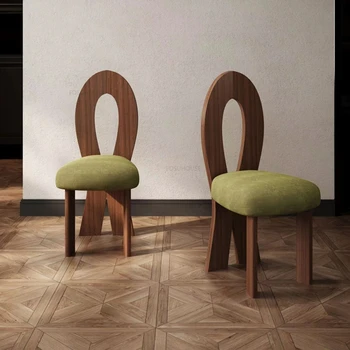 Французские обеденные стулья в стиле ретро, мебель для дома, Современный китайский обеденный стул со спинкой из цельного дерева, Дизайнерские настольные стулья, стул для макияжа в спальне