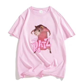 Футболка с рисунком Розовой Мыши Ratz, 100% Хлопок, Мужская футболка с коротким рукавом, Повседневная Летняя футболка Kawaii С круглым вырезом, Милые Мужские Мягкие рубашки