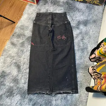 Хип-хоп Винтажные джинсы y2k, уличная одежда, большие мешковатые джинсы с паучьим принтом, женские повседневные широкие брюки Harajuku в готическом стиле с высокой талией.