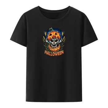 Хлопковая футболка с тыквой на Хэллоуин, Летние Футболки, Мужской Свободный Топ, Одежда Y2k, Винтажная футболка Zevity Kpop, Повседневная Футболка С круглым вырезом, Крутая