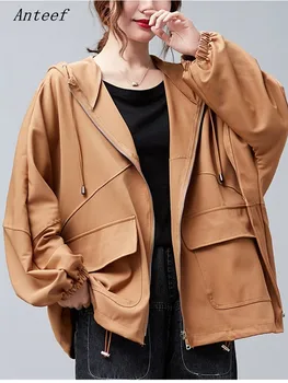 хлопковые винтажные куртки Оверсайз для женщин, повседневная свободная весенне-осенняя куртка, пальто, кардиган 2023 года, верхняя одежда