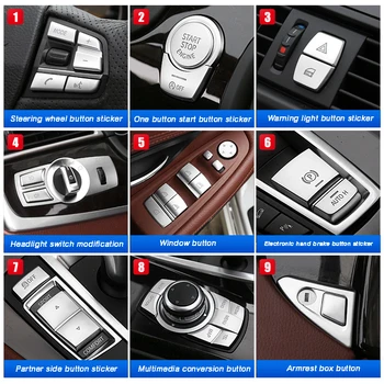 Хромированный ABS Пуговицы Для Салона Автомобиля, Отделка Блестками, Наклейки для BMW 5 серии f10 f18 520 525 528 530 2011-17 Car Decora