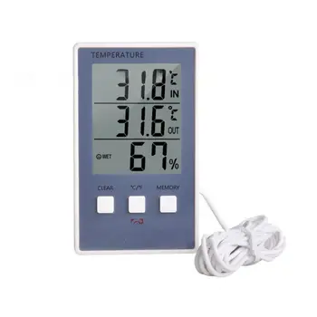 Цифровой термометр-гигрометр, измеритель влажности в помещении и на улице, C / F ЖК-дисплей, датчик, зонд, Метеостанция