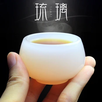 Чайная чашка в китайском стиле, Фарфор из белого Нефрита, Чайный сервиз Кунг-фу, Керамическая Стеклянная глазурь, Чайная чашка, Миска, Чайная посуда В подарок