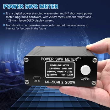 Частота 1,6-50 МГц, Мощность Измерителя КСВ 0,5 Вт-200 Вт, OLED-дисплей с диагональю 1,29 дюйма, Тестер Стоячих Волн, Аккумуляторная Батарея USB Type-C Power
