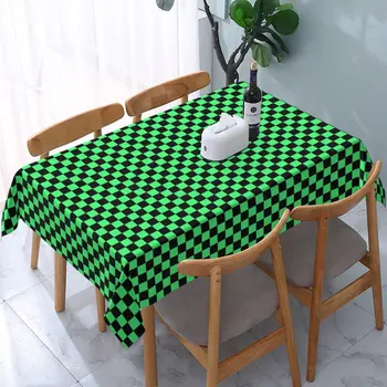 Черно-зеленая Прямоугольная скатерть в шахматном порядке, Водонепроницаемая Скатерть Для украшения обеденного стола в ресторане отеля