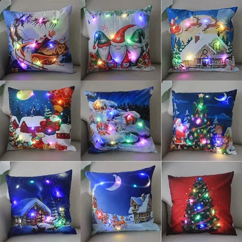 Чехлы для подушек рождественской серии, светодиодные рождественские подушки с подсветкой, Рождественское украшение, украшение для домашнего дивана, наволочки для подушек