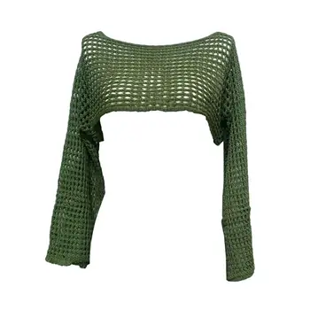 Эластичная женская блузка, шикарный вязаный крючком женский свитер, топы, стильная уличная одежда на осень с вырезами, удобная конструкция