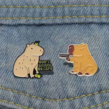 Эмалевые контакты Capybara и Yuzu на заказ Броши Don't Worry Be Capy Значки на лацканах Украшения в виде животных в подарок друзьям