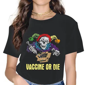 Женские футболки Or Die Vaccine Meme Grunge Винтажная женская одежда с крупным хлопковым рисунком с коротким рукавом